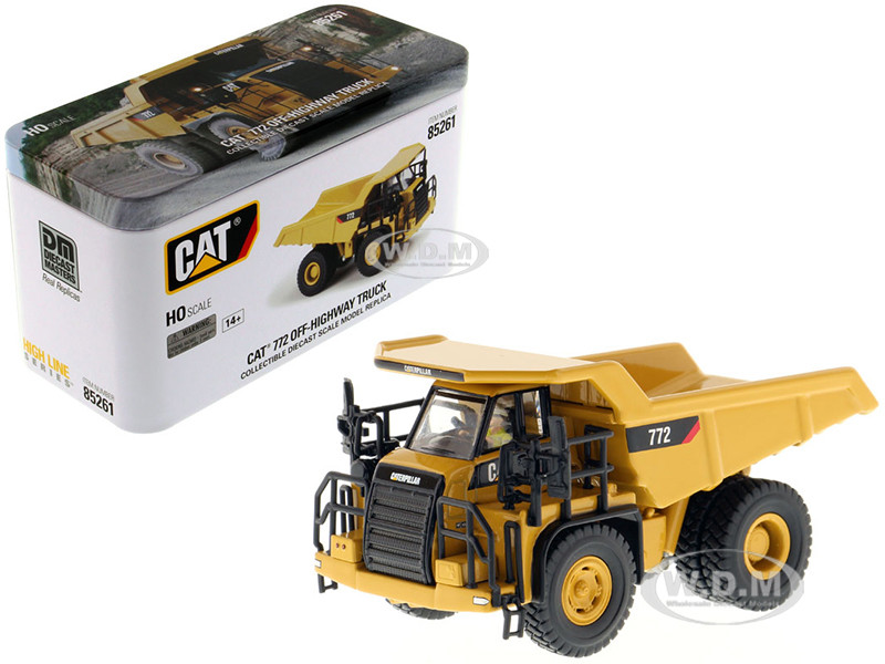 CAT Caterpillar 772 Off-Highway Dump Truck with Operator "High Line" Series 1/87 (HO) Diecast Model by Diecast Masters diecast model