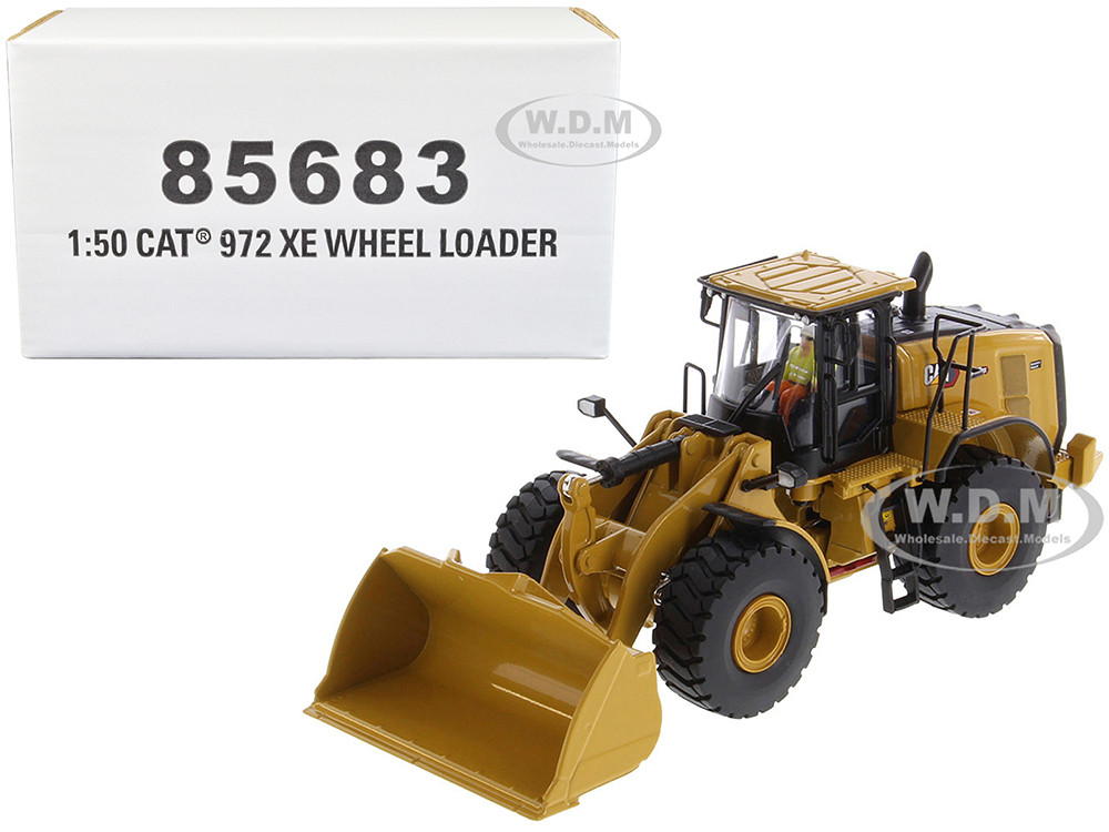 CAT Caterpillar 972 XE Wheel Loader Yellow with Operator "High Line Series" 1/50 Diecast Model by Diecast Masters diecast model