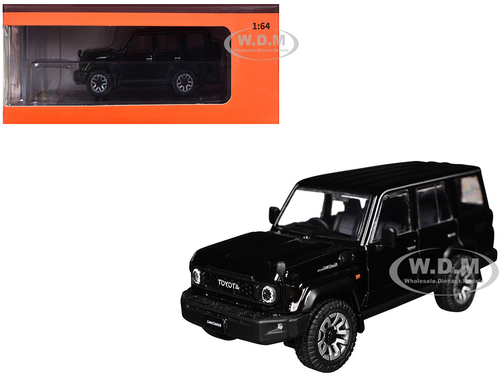 Toyota Land Cruiser (J76) RHD (Right Hand Drive) Black 1/64 Diecast Model Car by GCD diecast model