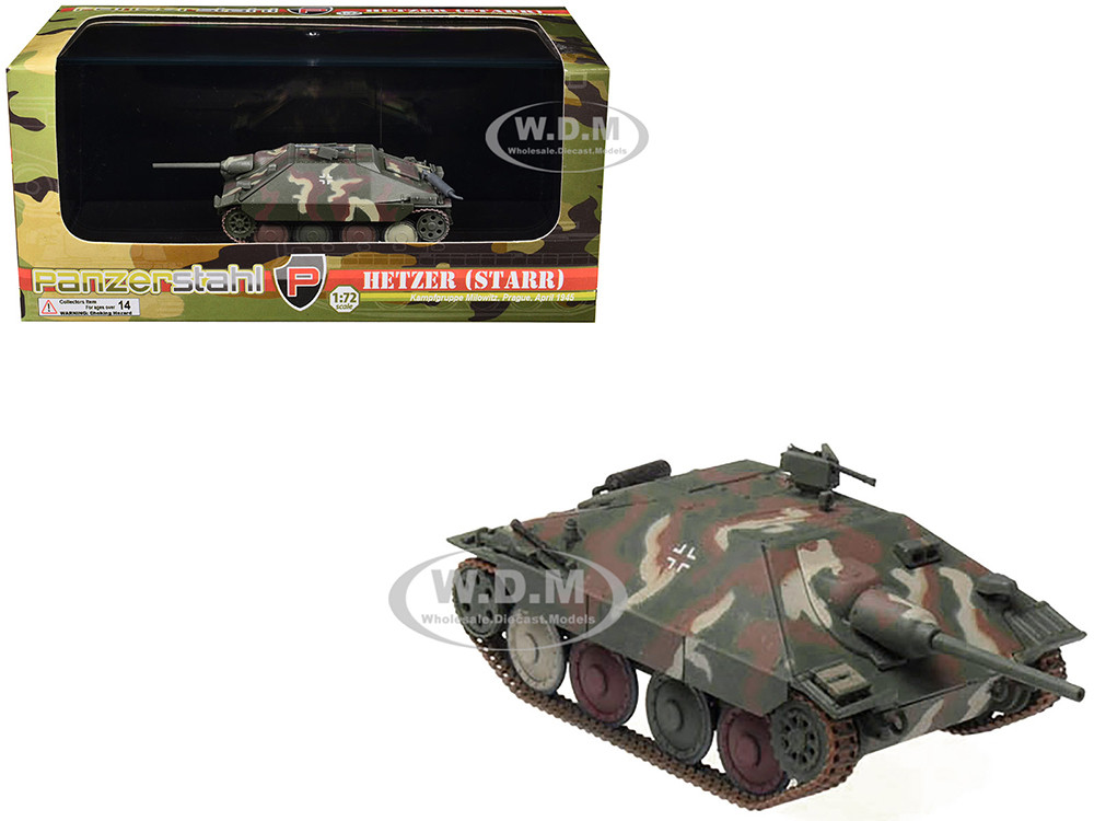 Hetzer (Starr) Tank Destroyer "Kampfgruppe Milowitz, Prague" (1945) German Army 1/72 Diecast Model by Panzerstahl diecast model