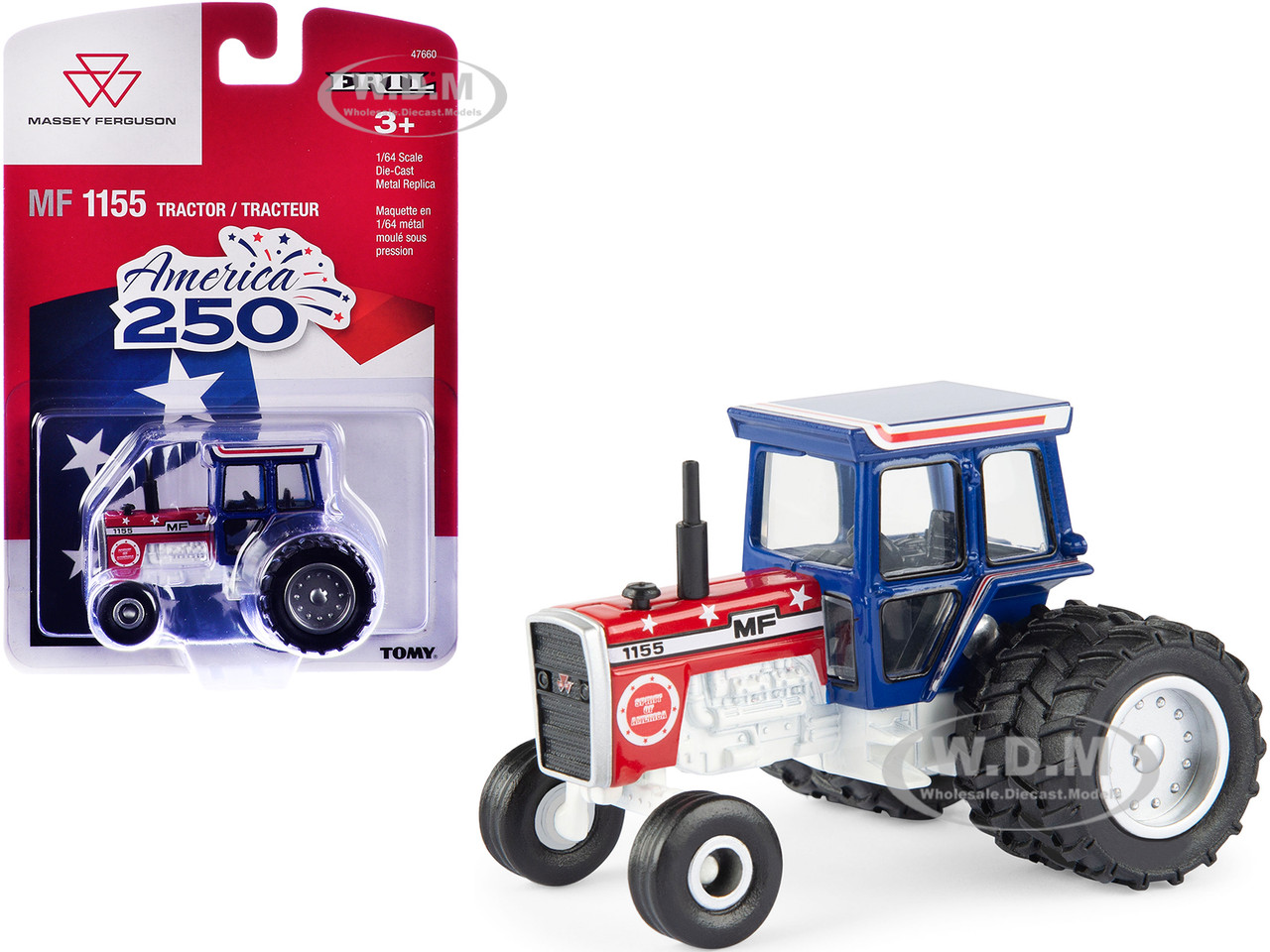 Massey Ferguson 1150 Tractor with Dual Wheels "America 250" Red and Blue 1/64 Diecast Model by ERTL TOMY diecast model