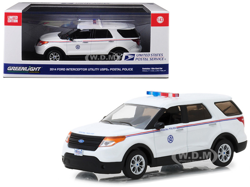 2014 Ford Interceptor Utility Postal Police "United States Postal Service" (USPS) White 1/43 Diecast Model Car by Greenlight diecast model
