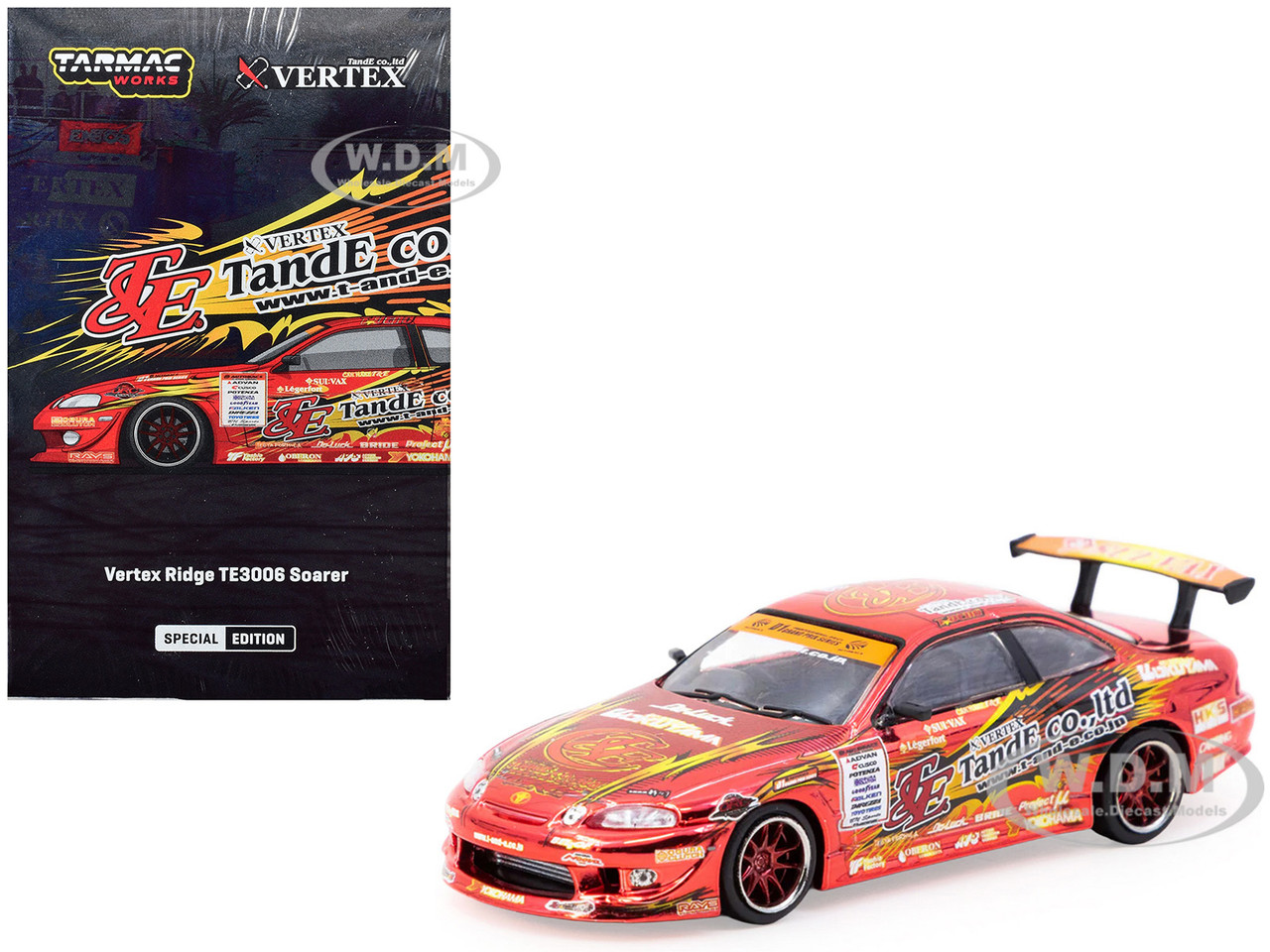 Toyota VERTEX Ridge TE3006 Soarer RHD (Right Hand Drive) Chrome Red with Graphics "Tokyo Auto Salon 2026" "Global64" Series 1/64 Diecast Model by Tarmac Works diecast model