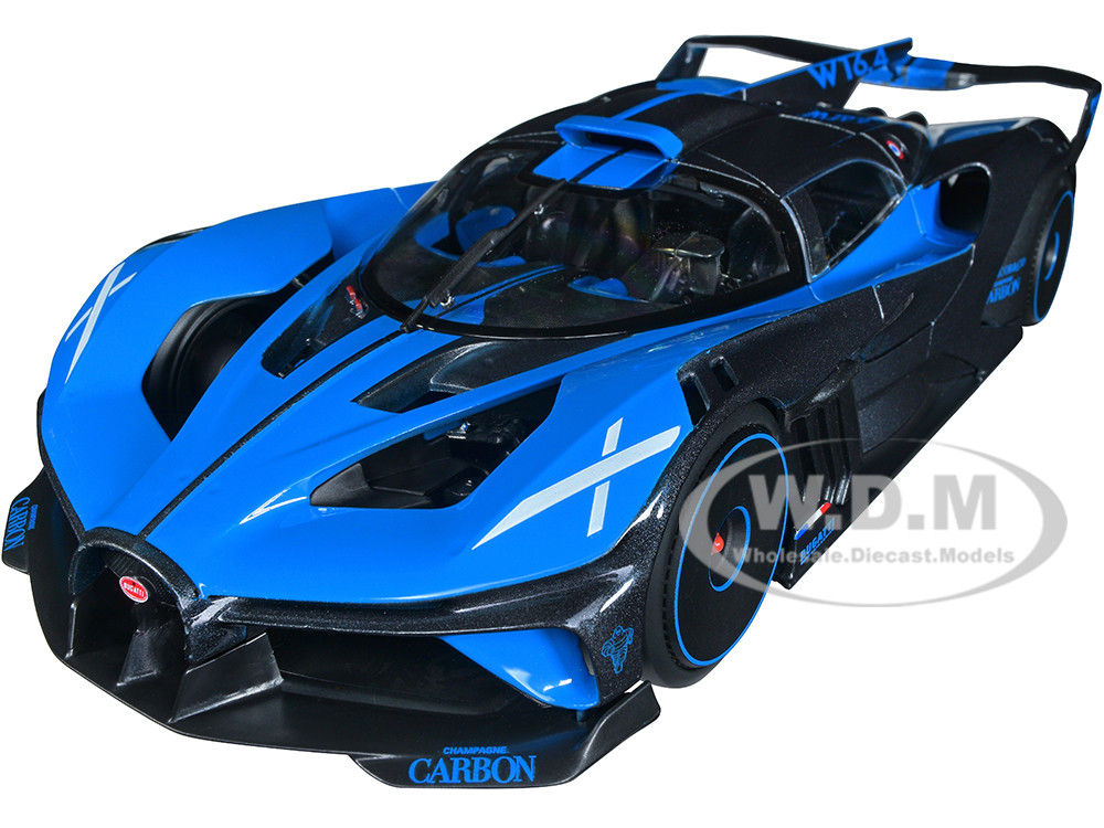 Bugatti Bolide Blue and Carbon Gray 1/18 Diecast Model Car by Bburago diecast model