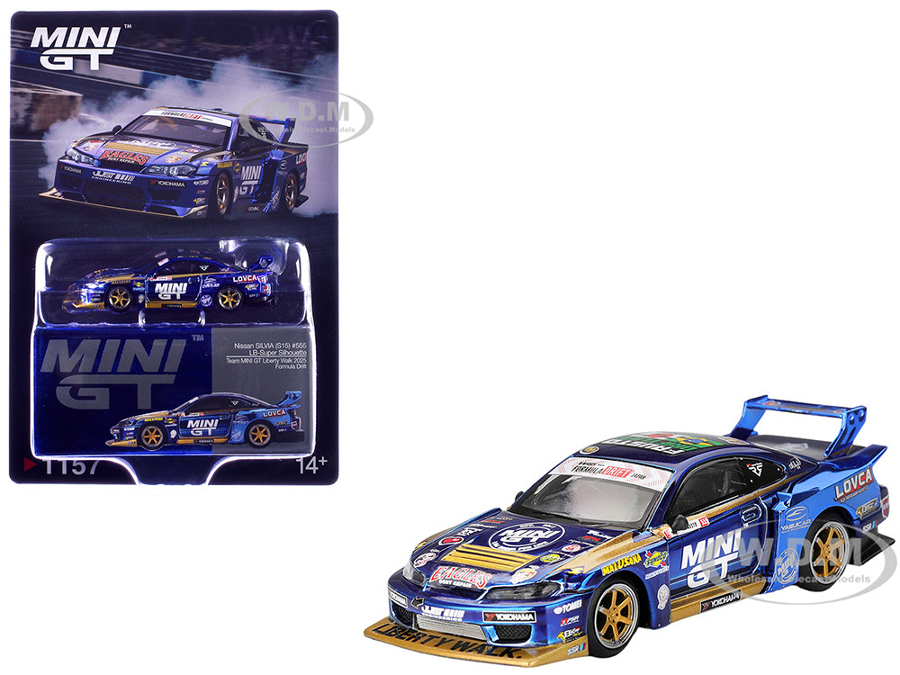 Nissan Silvia (S15) LB-Super Silhouette RHD (Right Hand Drive) #555 Yukio Fausto "Team MINI GT Liberty Walk" "Formula Drift Japan" (2025) Limited Edition 1/64 Diecast Model Car by Mini GT diecast model