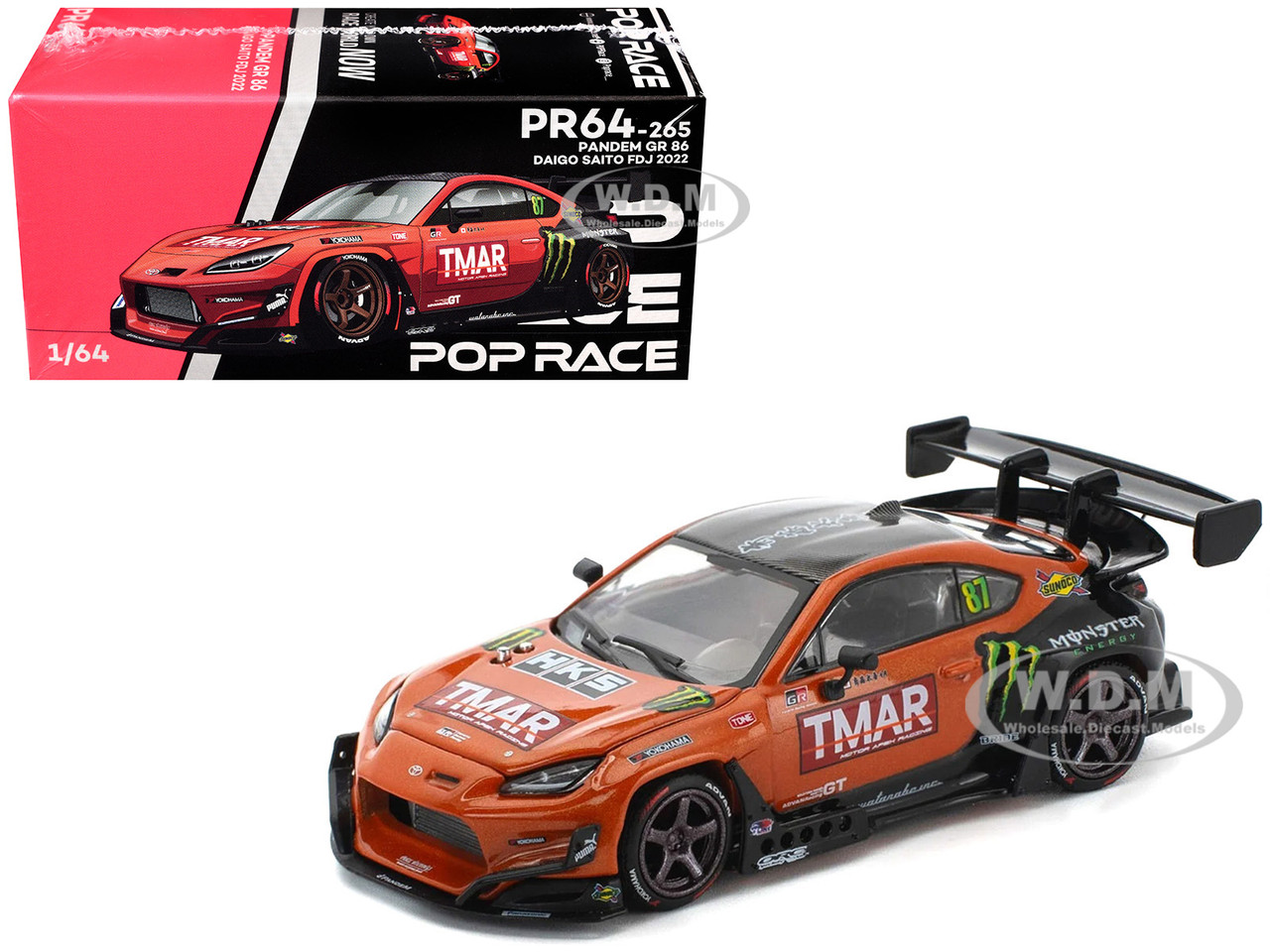 Toyota Pandem GR86 #87 Daigo Saito "Formula Drift Japan" (2022) 1/64 Diecast Model Car by Pop Race diecast model