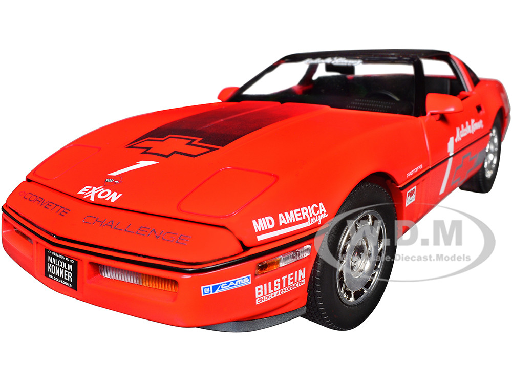 1988 Chevrolet Corvette C4 #1 Malcolm Konner "Corvette Challenge Race Car" Red with Black Top 1/18 Diecast Model Car by Greenlight diecast model
