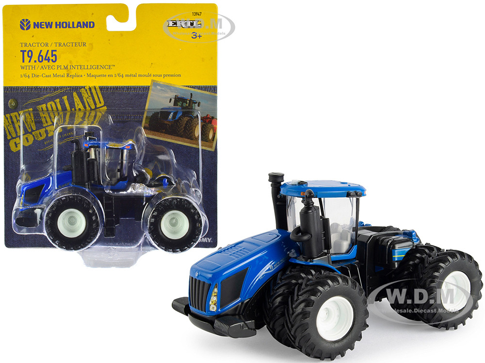New Holland T9.645 Tractor with Dual Wheels Blue with AVEC PLM Intelligence 1/64 Diecast Model by ERTL TOMY diecast model