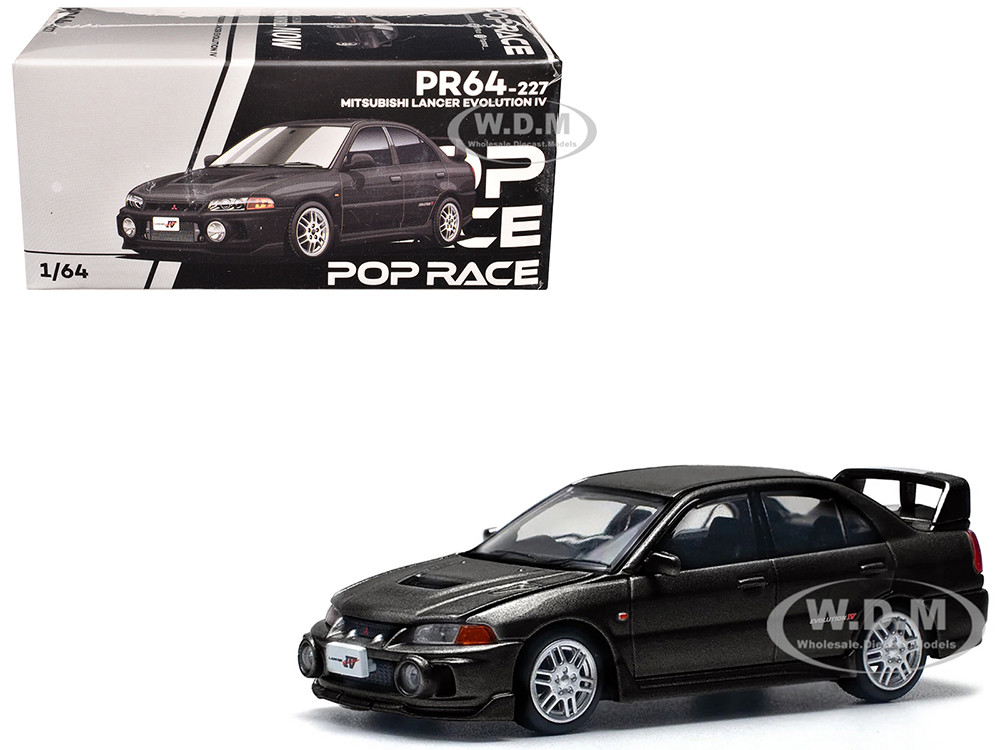 Mitsubishi Lancer Evolution IV RHD (Right Hand Drive) Pyrenees Black Pearl 1/64 Diecast Model Car by Pop Race diecast model