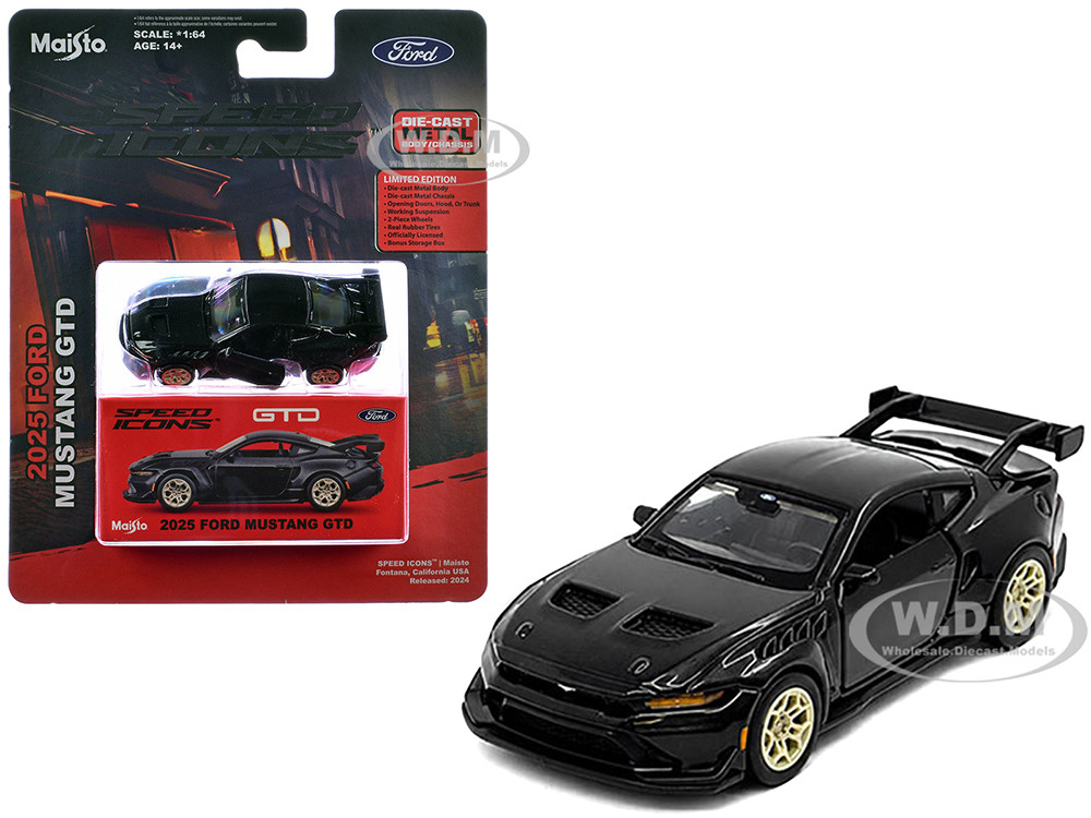 2025 Ford Mustang GTD Black Metallic "Speed Icons" Series 1/64 Diecast Model Car by Maisto diecast model