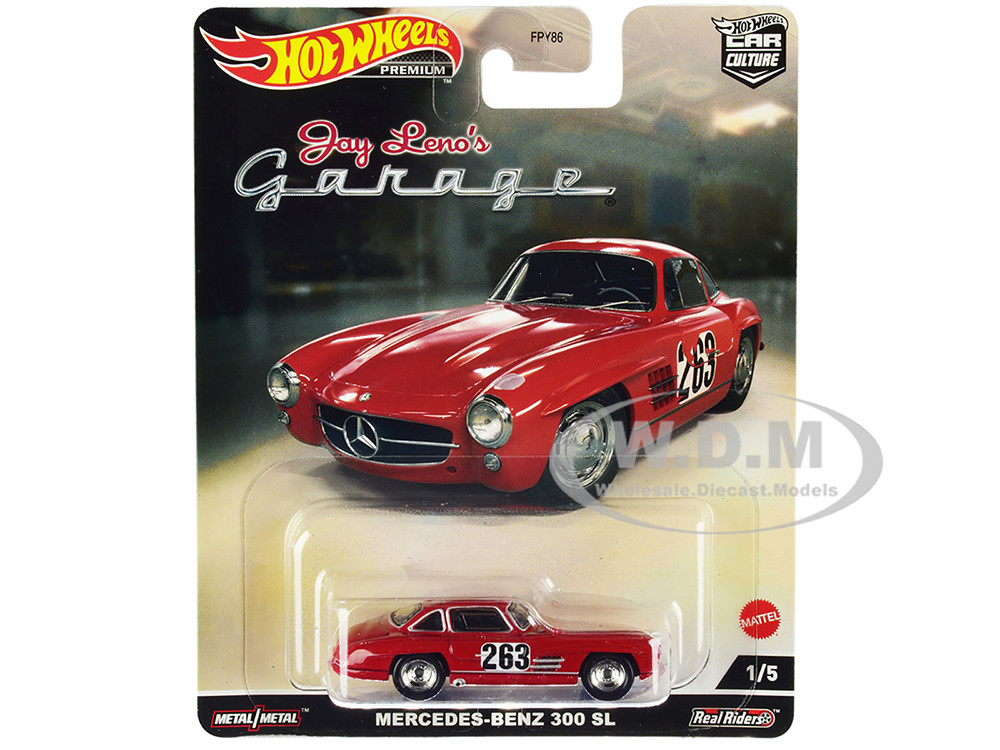 Mercedes-Benz 300 SL #263 Red (Weathered) "Jay Lenos Garage" Diecast Model Car by Hot Wheels diecast model
