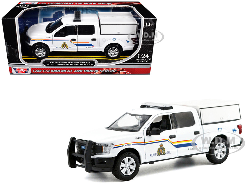 2019 Ford F-150 Lariat Crew Cab Pickup Truck with Camper Box "Royal Canadian Mounted Police" White "Law Enforcement and Public Service" Series 1/27 Diecast Model Car by Motormax diecast model
