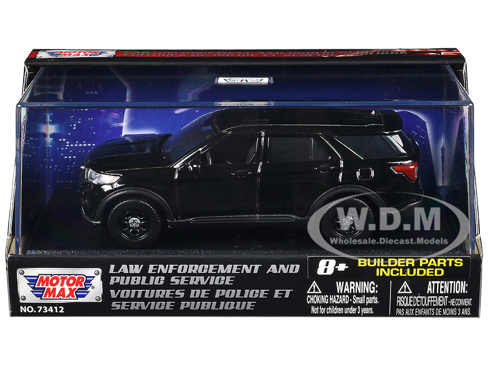 2022 Ford Police Interceptor Utility Black Unmarked "Custom Builder's Kit" "Law Enforcement and Public Service" Series 1/43 Diecast Model Car by Motormax diecast model
