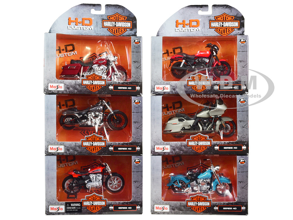Harley-Davidson Motorcycles 6 piece Set Series 40 1/18 Diecast Models by Maisto diecast model