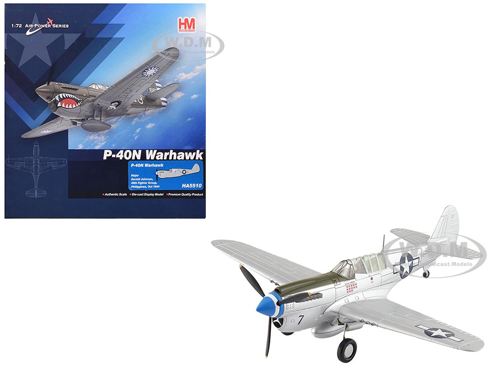 Curtiss P-40N Warhawk Fighter-Bomber Aircraft "Major Gerald Johnson, 49th Fighter Group, Philippines" (1944) United States Army Air Forces "Air Power Series" 1/72 Diecast Model by Hobby Master diecast model