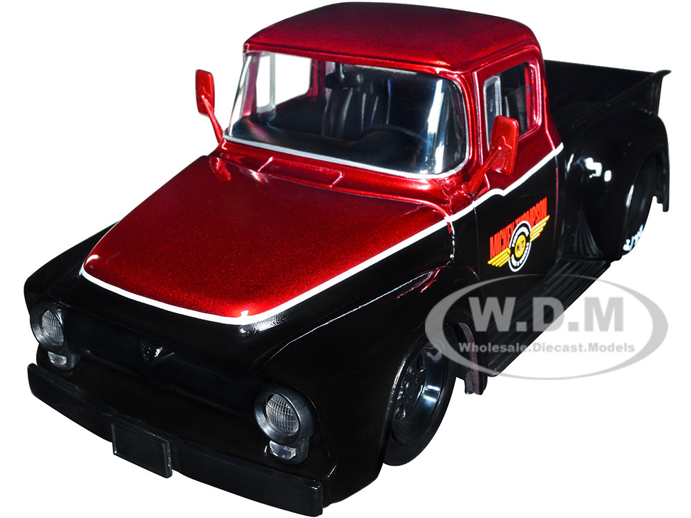 1956 Ford F-100 Pickup Truck "Mickey Thompson Performance Tires & Wheels" Black and Red Metallic "Just Trucks" Series 1/24 Diecast Model Car by Jada diecast model