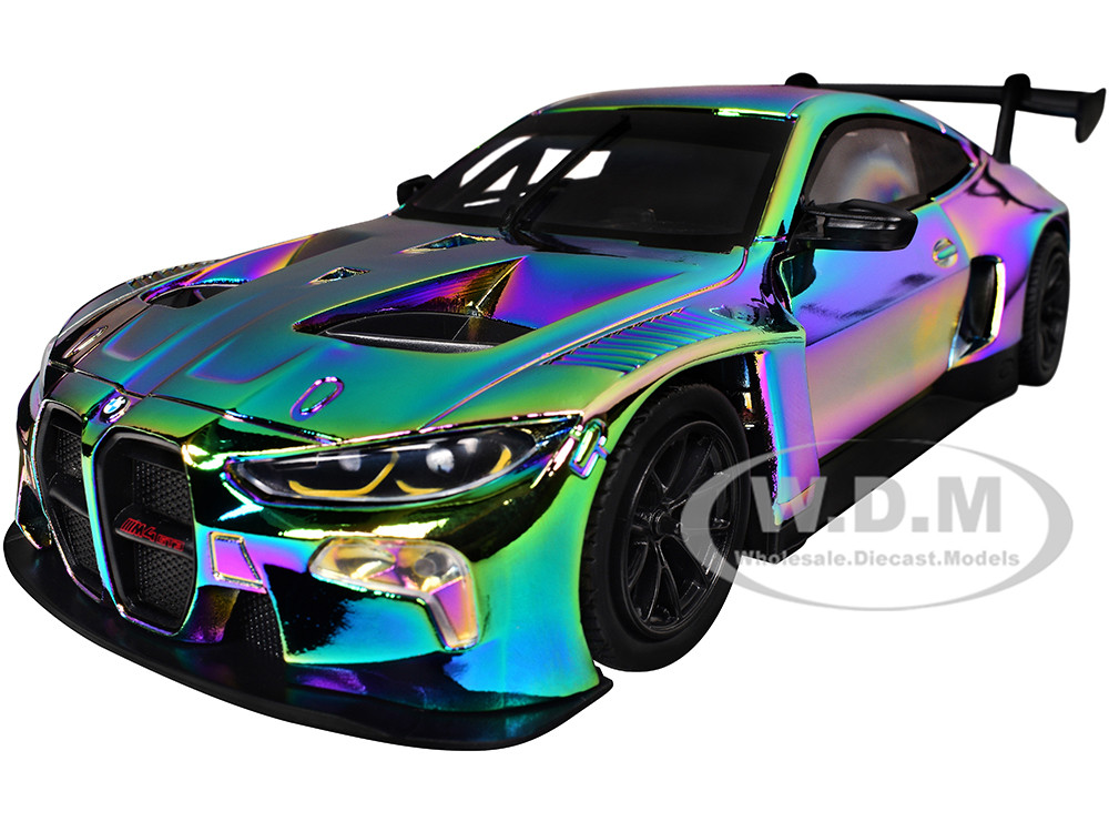 BMW M4 GT3 Chameleon Chrome "Custom Wrap" Series 1/24 Diecast Model Car by Motormax diecast model