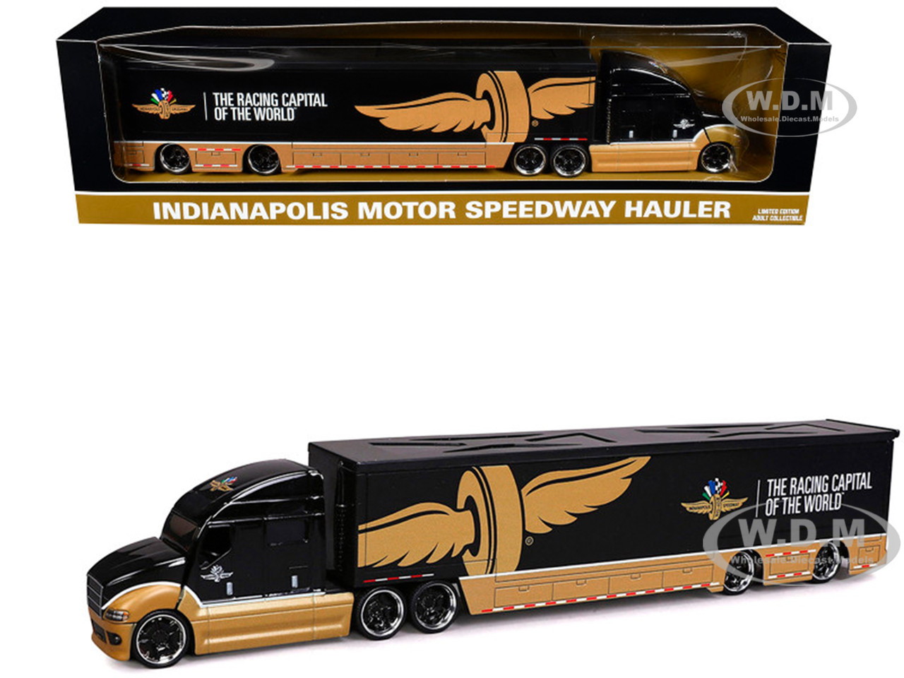 Indianapolis Motor Speedway Hauler Black and Gold 1/64 Diecast Model by IXO Models diecast model