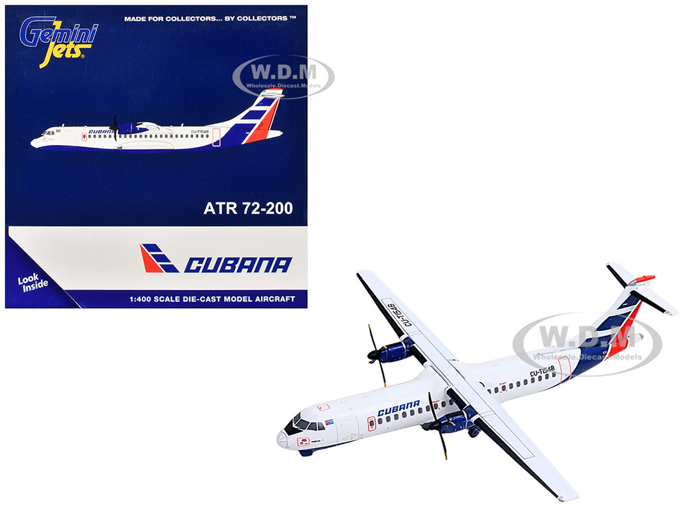 ATR 72-200 Commercial Aircraft "Cubana Airlines" (CU-T1548) White with Red and Blue Stripes 1/400 Diecast Model Airplane by GeminiJets diecast model