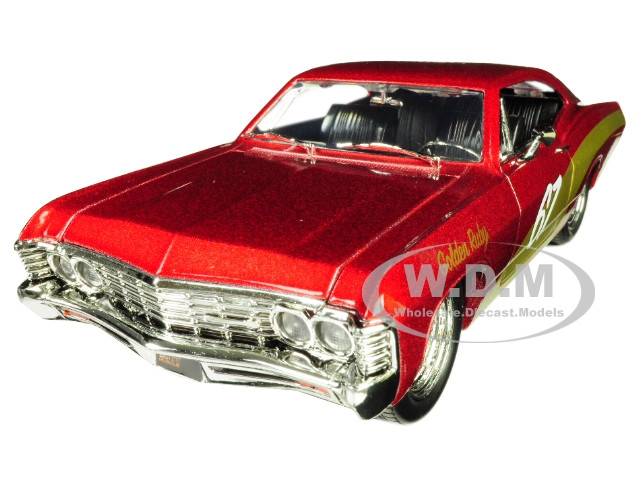 1967 Chevrolet Impala SS #67 "Golden Ruby" Red with Gold Stripes "Bigtime Muscle" 1/24 Diecast Model Car by Jada diecast model