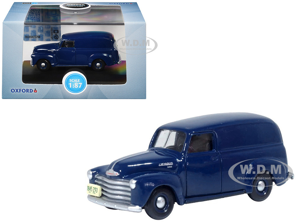 1950 Chevrolet Panel Van Mariner Blue 1/87 (HO) Scale Diecast Model Car by Oxford Diecast diecast model