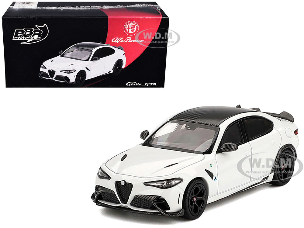 Alfa Romeo Giulia GTA White with Carbon Top 1/64 Diecast Model Car by BBR diecast model