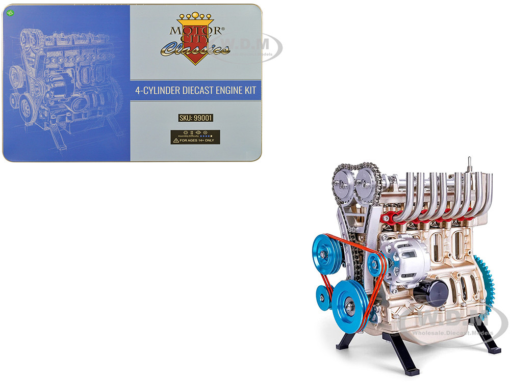 Model Kit 4-Cylinder Diecast Engine Model Kit by Motor City Classics diecast model