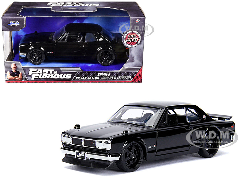 Brian's Nissan Skyline 2000 GT-R (KPGC10) Black "Fast & Furious" Movie 1/32 Diecast Model Car by Jada diecast model