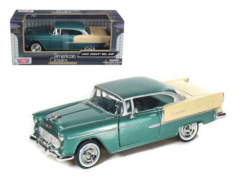 1955 Chevrolet Bel Air Green 1/24 Diecast Model Car by Motormax diecast model
