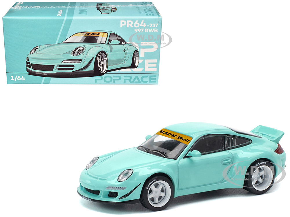 997 RWB Light Blue 1/64 Diecast Model Car by Pop Race diecast model