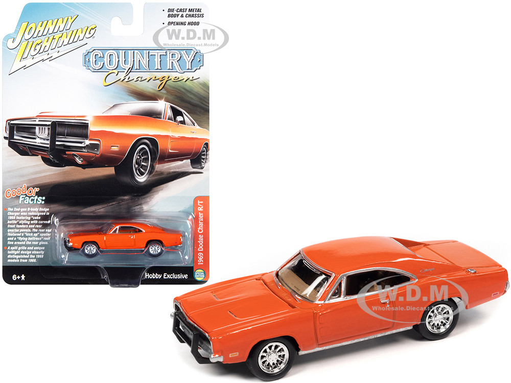 1969 Dodge Charger R/T Orange "Country Charger" 1/64 Diecast Model Car by Johnny Lightning diecast model