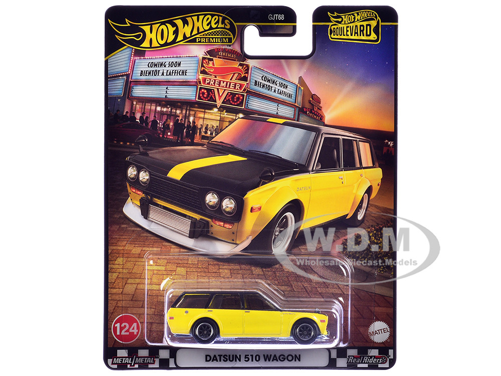 Datsun 510 Wagon Yellow and Black "Boulevard" Series Diecast Model Car by Hot Wheels diecast model