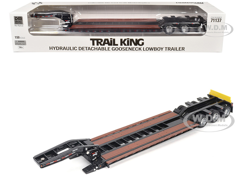 Trail King TK120 Hydraulic Detachable Gooseneck Lowboy Trailer Black (Outrigger Version) "Transport Series" 1/50 Diecast Model by Diecast Masters diecast model