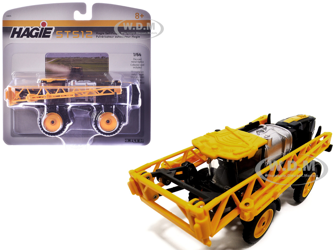 Hagie STS12 Self-Propelled Sprayer Black and Yellow 1/64 Diecast Model by ERTL TOMY diecast model