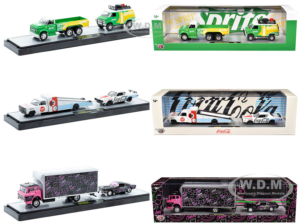 Auto Haulers "Soda" Set of 3 pieces Release 38 Limited Edition to 8000 pieces Worldwide 1/64 Diecast Models by M2 Machines diecast model