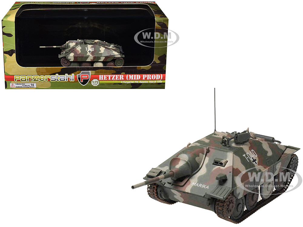 Hetzer (Mid Prod) Tank Destroyer "T-040, Marika, 2nd Hungarian Panzer Division, Balaton" (1945) German Army 1/72 Diecast Model by Panzerstahl diecast model