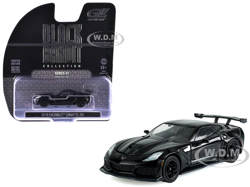 2019 Chevrolet Corvette ZR1 Black "Black Bandit" Series 31 1/64 Diecast Model Car by Greenlight diecast model