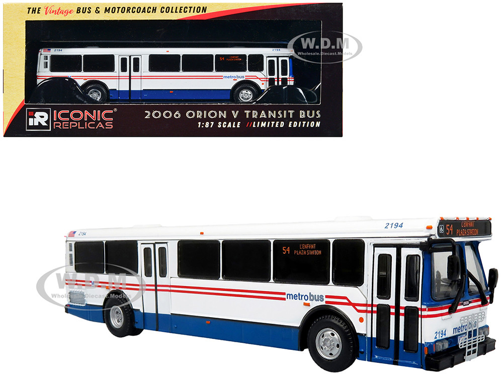 2006 Orion V Transit Bus WMATA Washington "54 L'Enfant Plaza Station" Limited Edition "The Vintage Bus and Motorcoach Collection" 1/87 (HO) Diecast Model by Iconic Replicas diecast model