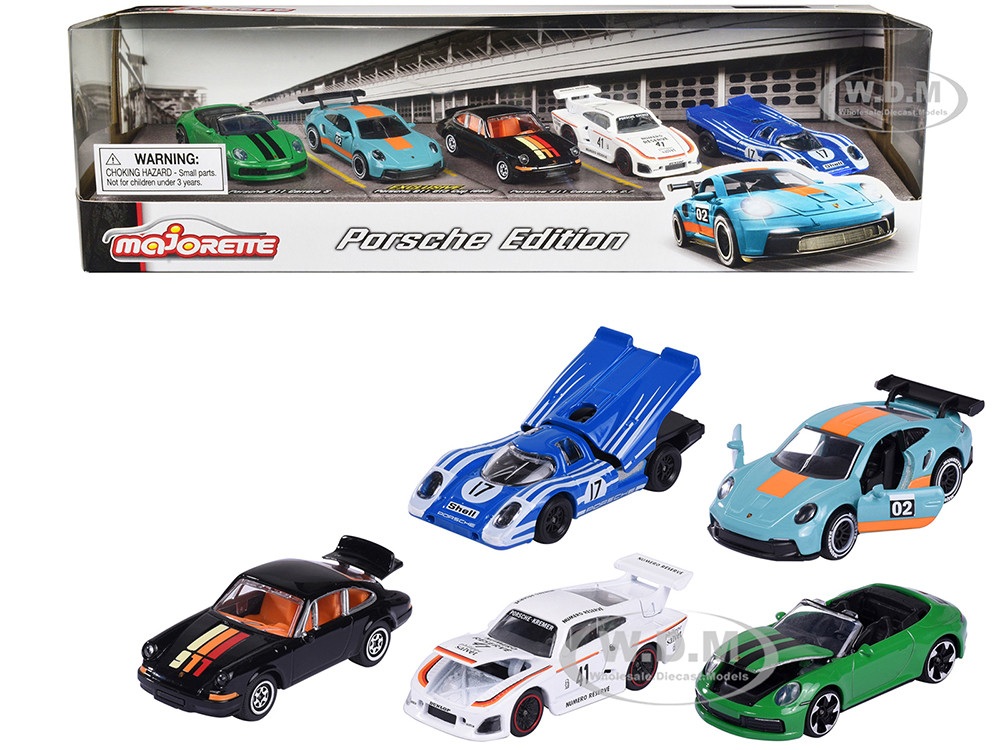 Porsche Edition (2023) 5 piece Set 1/64 Diecast Model Cars by Majorette diecast model