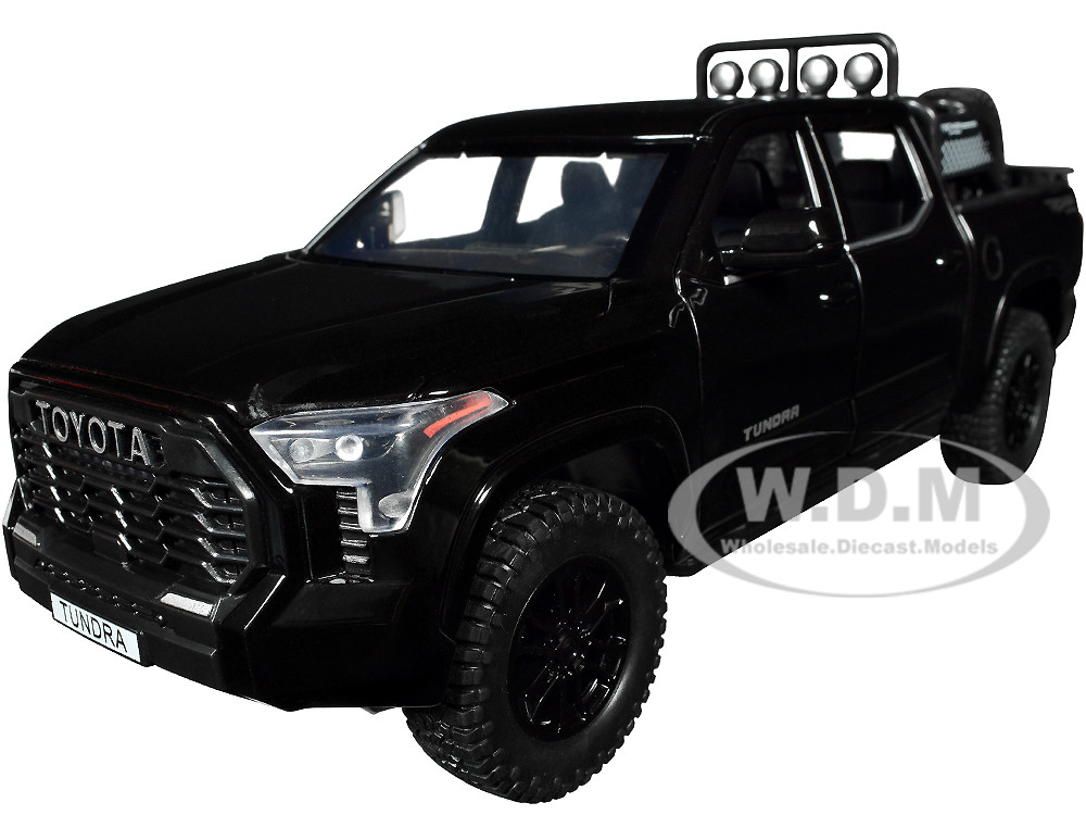2023 Toyota Tundra TRD 4x4 Pickup Truck Black with Sunroof and Wheel Rack 1/24 Diecast Model Car diecast model