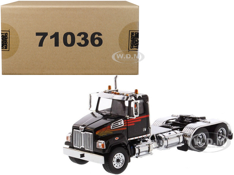 Western Star 4700 SF Tandem Day Cab Tractor Metallic Black 1/50 Diecast Model by Diecast Masters diecast model