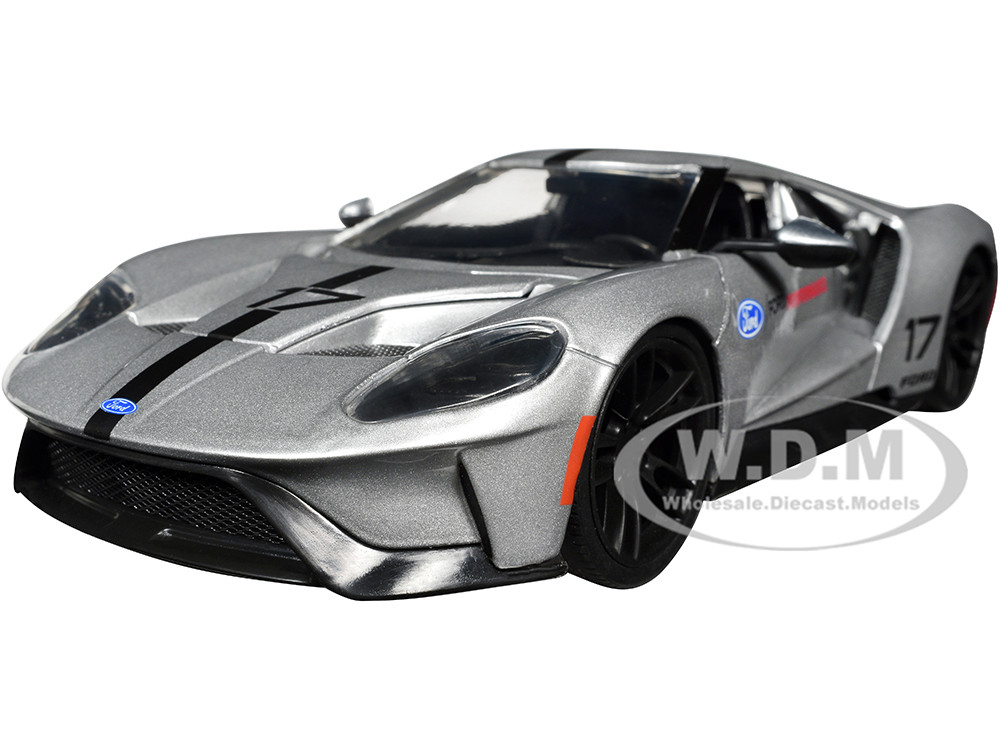 2017 Ford GT #17 Silver Metallic with Black Stripes "Ford Performance" "Bigtime Muscle" Series 1/24 Diecast Model Car by Jada diecast model