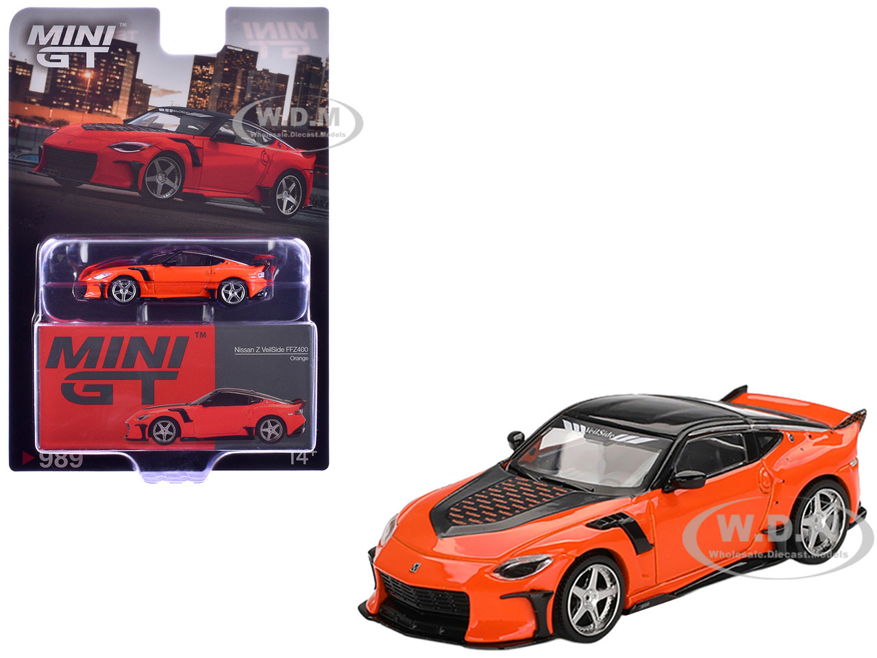 Nissan Z VeilSide FFZ400 Orange with Black Top Limited Edition 1/64 Diecast Model Car by Mini GT diecast model