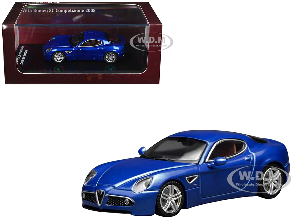 2008 Alfa Romeo 8C Competizione Blue Metallic 1/64 Diecast Model Car by MotorHelix diecast model