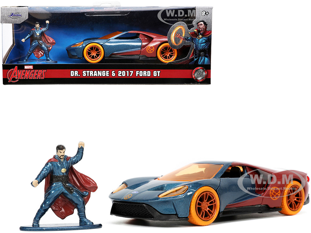 2017 Ford GT and Doctor Strange Diecast Figurine "Avengers" "Marvel" Series "Hollywood Rides" 1/32 Diecast Model Car by Jada diecast model