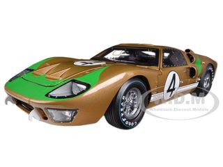 1966 Ford GT-40 MK 2 Gold #4 1/18 Diecast Car Model by Shelby Collectibles diecast model