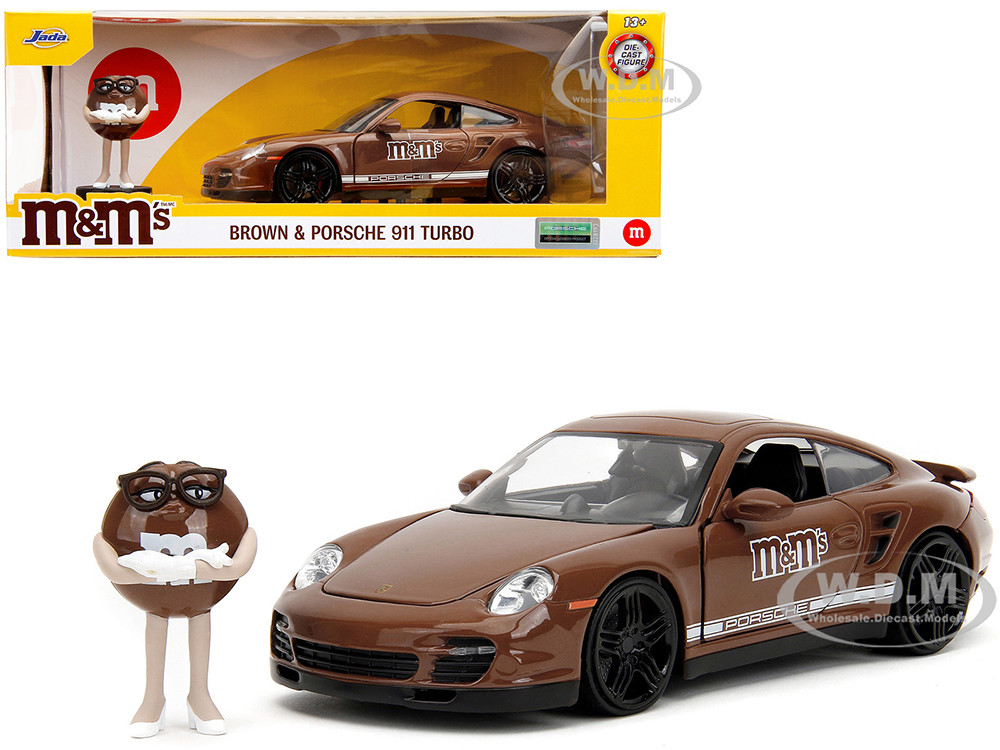 Porsche 911 Turbo Brown and Brown M&M Diecast Figure "M&M's" "Hollywood Rides" Series 1/24 Diecast Model Car by Jada diecast model