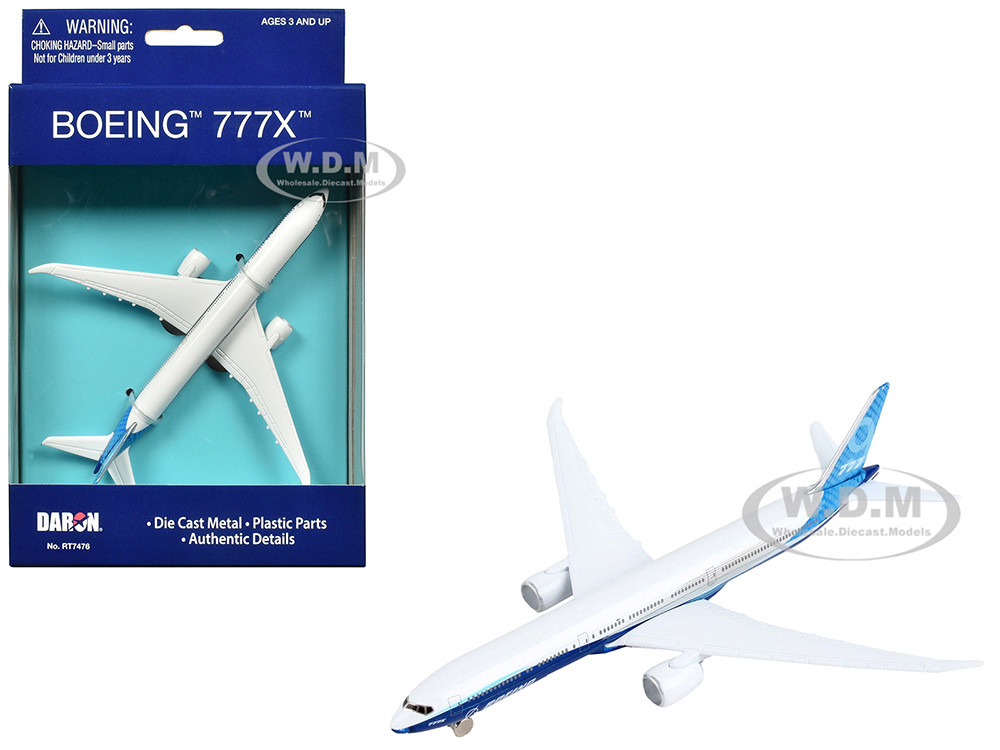 Boeing 777X Commercial Aircraft "Corporate Livery" White and Blue Diecast Model Airplane by Daron diecast model