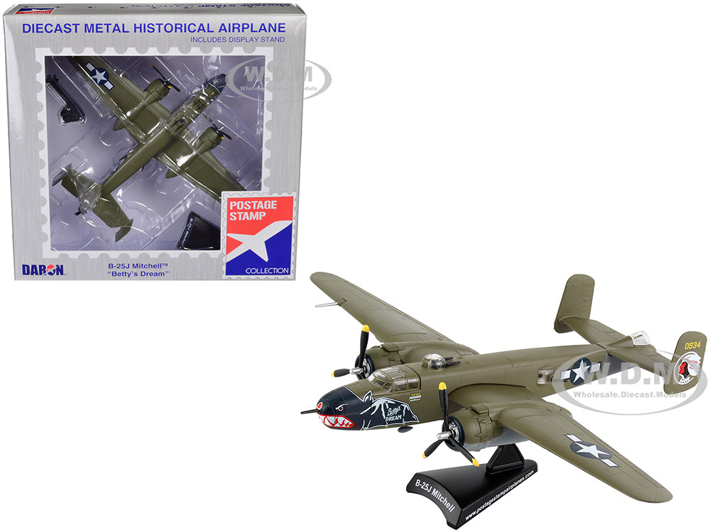 North American B-25J Mitchell Bomber Aircraft "Betty's Dream" United States Air Force 1/100 Diecast Model Airplane by Postage Stamp diecast model