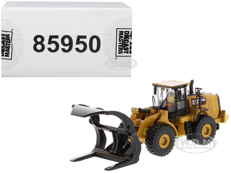CAT Caterpillar 972M Wheel Loader with Log Fork and Operator "High Line" Series 1/87 (HO) Diecast Model by Diecast Masters diecast model